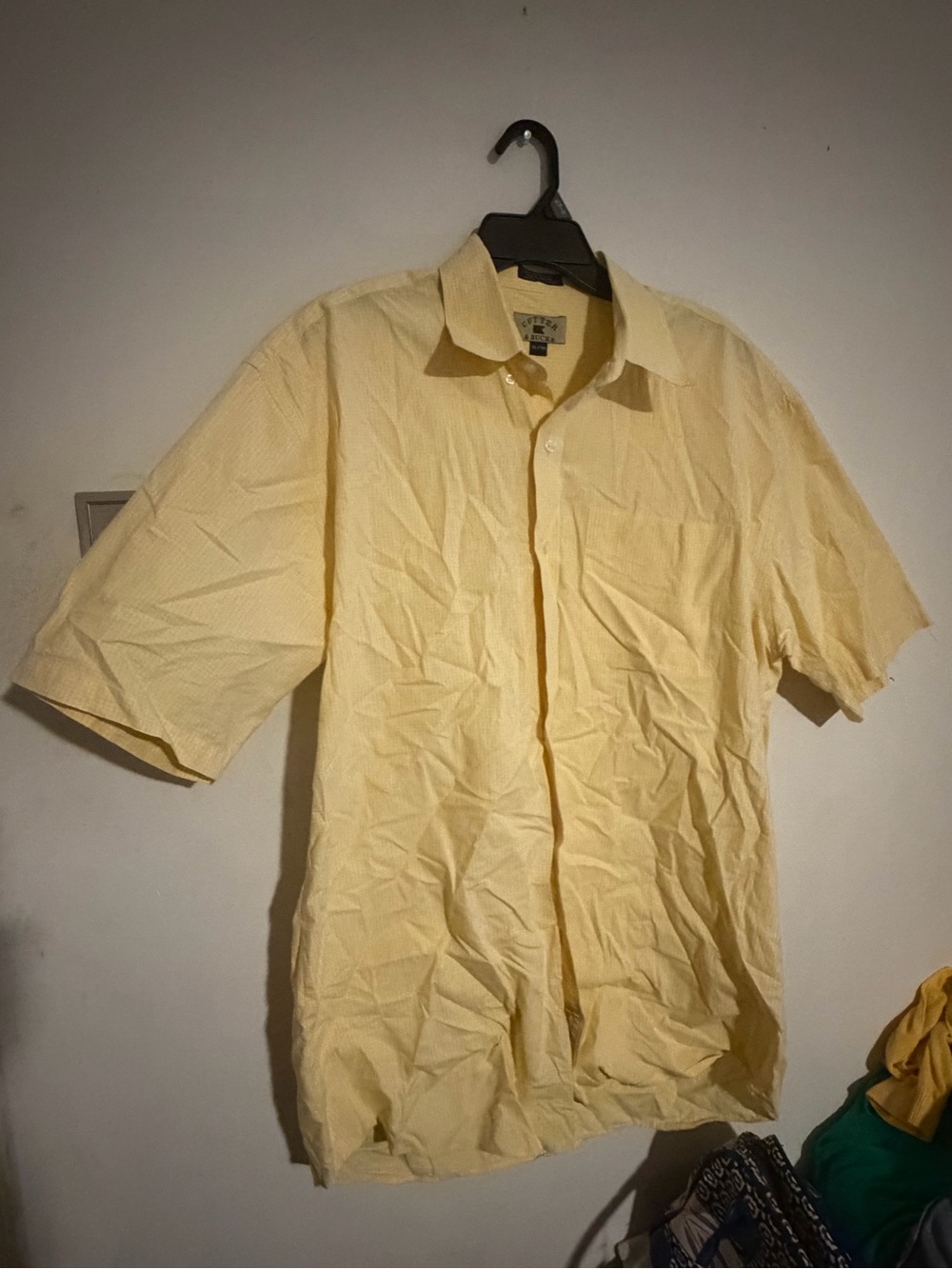 Cutter & Buck Yellow & White Short-Sleeve Button-Down Shirt XL